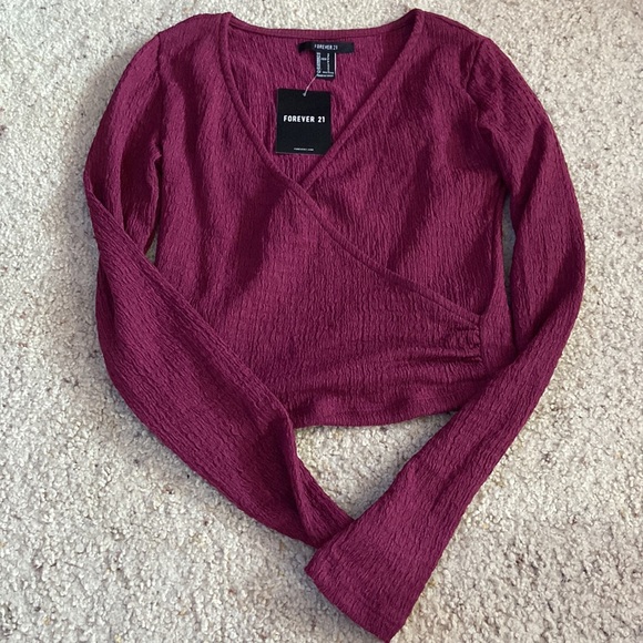 Wine purple form fitting crop top from Forever21. Size small. - Picture 2 of 4